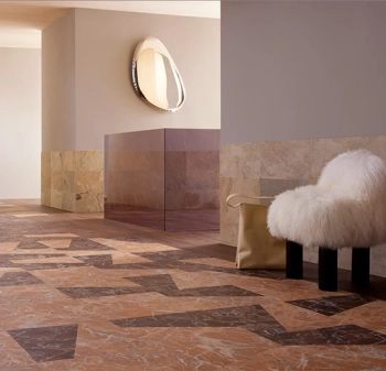Panele winylowe FORBO 63788DR7 Peach marble trapezoid (50x50 cm) Allura Material - Panel - 500 mm - 500 mm - 2.5  mm