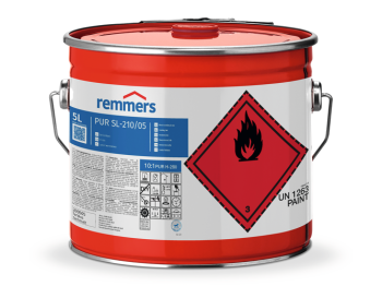 REMMERS PUR SL-210-Schichtlack 05 głęboki mat bezbarwny tępy mat - 5 l - Trudnopalny lakier warstwowy 2K przeznaczony przede wszystkim do stosowania w obiektach użyteczności publicznej