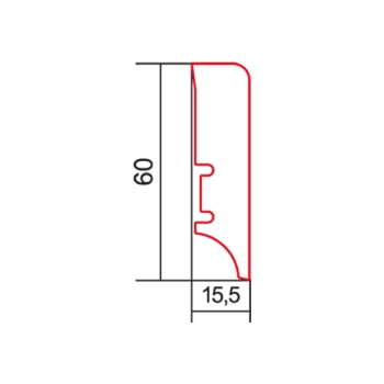 Listwa przypodłogowa Barlinek BARP6P28101A Czarna P6P - 2200 mm - 60 mm - 15.5 mm - Opakowanie 10 szt