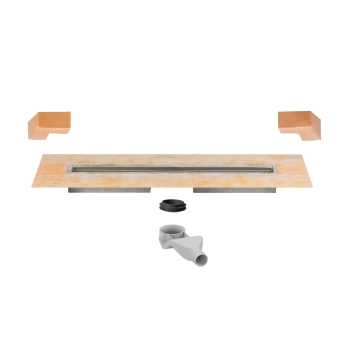 Schlüter STRKLF40GE50 Kompletny zestaw do poziomego odwodnienia liniowego KERDI-LINE-F Stal nierdzewna - 500 mm - 120 mm - 60 mm - 1.5 mm