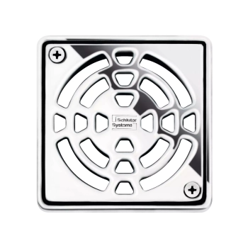 Schlüter STRKDR10EPD1SGV zestaw kratka/ramka z syfonem, wzór 1, stal nierdzewna polerowana na wysoki połysk, ze śrubami KERDI-DRAIN-RRE - 100 mm - 100 mm