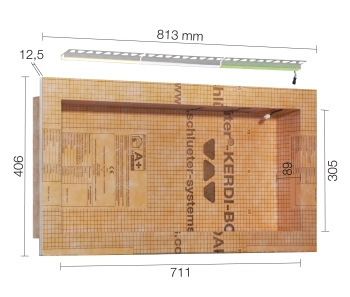 Schlüter STRKB12NLTP5AE9 Zestaw do wnęk z oświetleniem LED KERDI-BOARD-NLT Barwa światła RGB+W (2700 K) - 711 mm - 305 mm - 12.5 mm
