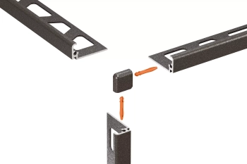 Schlüter STREV/J100TSLA Narożnik zewnętrzny z kątem 90st, aluminium z powłoką strukturalną JOLLY-TS Aluminium z powłoką strukturalną jasny antracyt - 10 mm