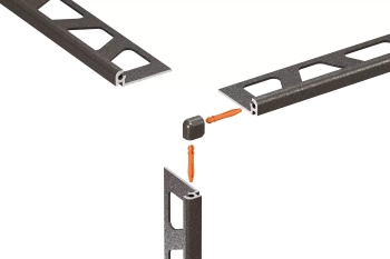 Schlüter STREV/J60TSLA Narożnik zewnętrzny z kątem 90st, aluminium z powłoką strukturalną JOLLY-TS Aluminium z powłoką strukturalną jasny antracyt - 6 mm