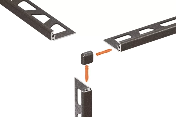 Schlüter STREV/J80TSLA Narożnik zewnętrzny z kątem 90st, aluminium z powłoką strukturalną JOLLY-TS Aluminium z powłoką strukturalną jasny antracyt - 8 mm