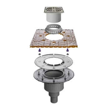 Schlüter STRKDBV50ASLVB zestaw odpływu podłogowego z odpływem pionowym, DN 50 KERDI-DRAIN-SETS OUTDOOR