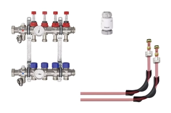 Schlüter STRBT9AS12 komponenty przyłączeniowe do BEKOTEC-EN-FTS, do 9 obiegów grzewczych, rura fi 12 mm Zestawy przyłączeniowe