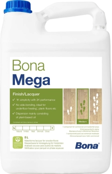Bona Mega Extra mat 5 L Popularny lakier 1-komponentowy na bazie wody o wysokiej odporności chemicznej