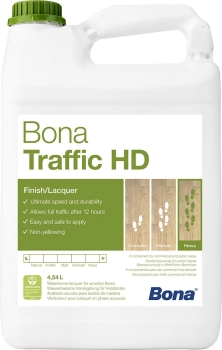 Bona Traffic HD Extra mat 4.95 L Wysokiej jakości lakier poliuretanowy 2-komponentowy na bazie wody przeznaczony do intensywnie używanych i mocno zużywających się podłóg drewnianych