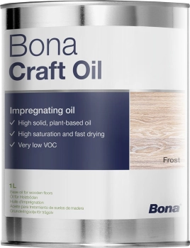 Bona Craft Oil 1 L Mróz 1-komponentowy olej naturalny zmodyfikowany pod kątem doskonałej impregnacji i trwałej ochrony podłóg drewnianych