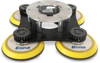 Bona Power Drive Wyjątkowy talerz z czterema tarczami ściernymi umożliwia niezrównane szlifowanie rotacyjne maszyną Bona FlexiSand