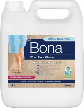 Środek Bona do czyszczenia podłóg drewnianych (uzupełniacz) 4 L Bona Wood Floor Cleaner to idealne rozwiązanie dla perfekcyjnie czystych podłóg